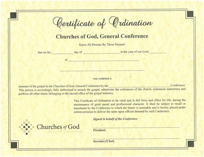 Ordination Certificate