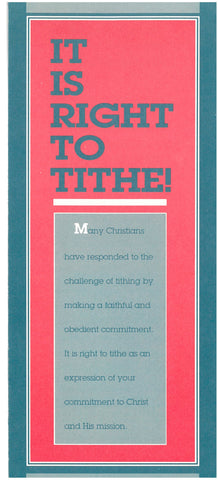 Stewardship Brochure - It Is Right to Tithe  per C