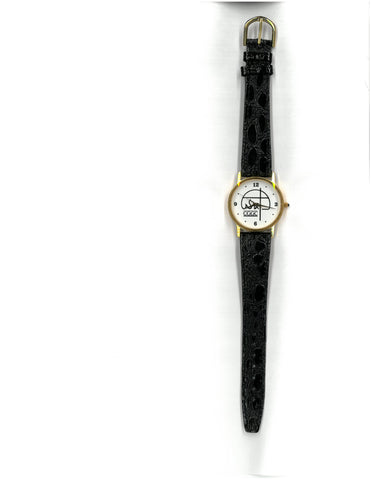 CGGC Logo Watches Men's Black Leather Watch - with previous CGGC Logo  - NEEDS A BATTERY    (ONLY 1 LEFT)