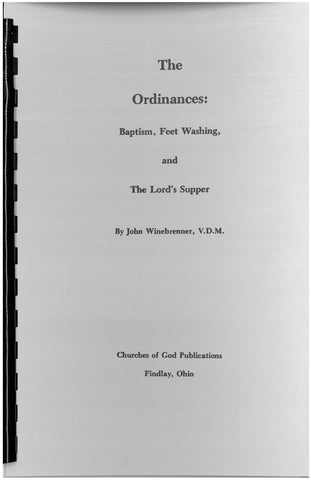 The Ordinances: Baptism, Feet Washing, and The Lord's Supper